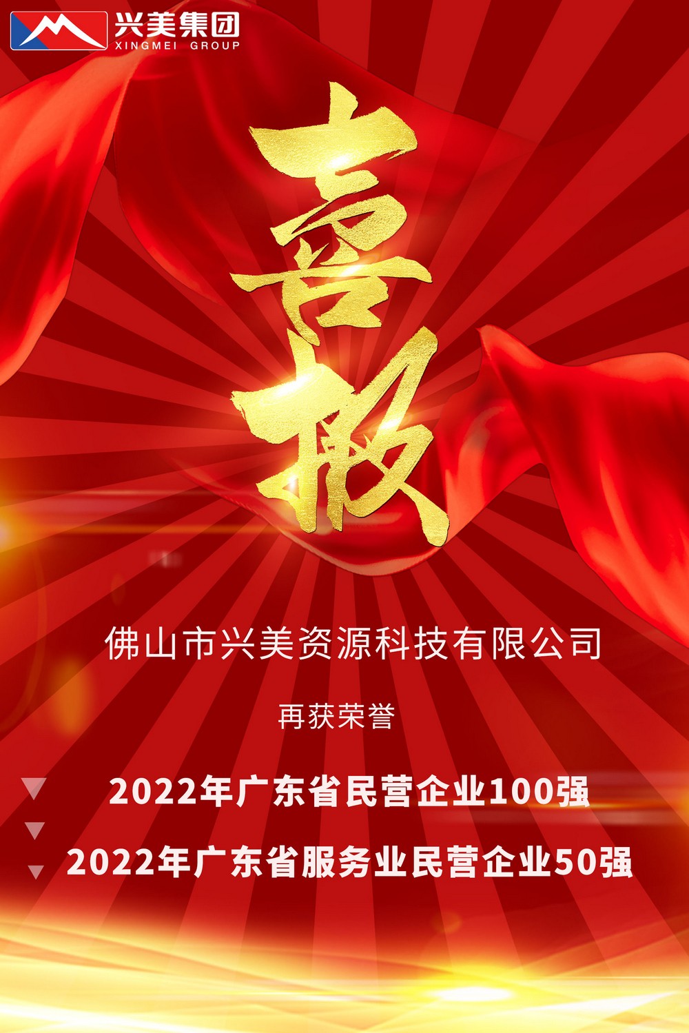 喜报！尊龙凯时资源科技公司荣登2022年广东省民营百强!